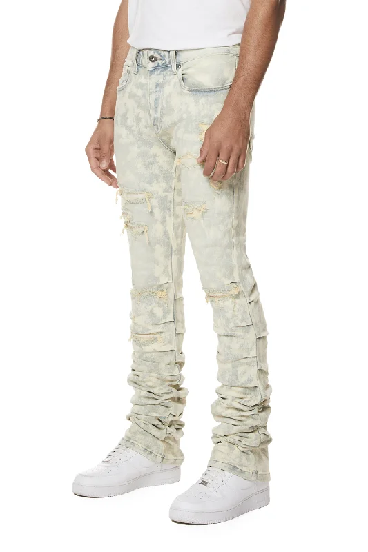 Colored Lazy Stacked Lazy Stacked Flared Denim Jeans - Seafoam