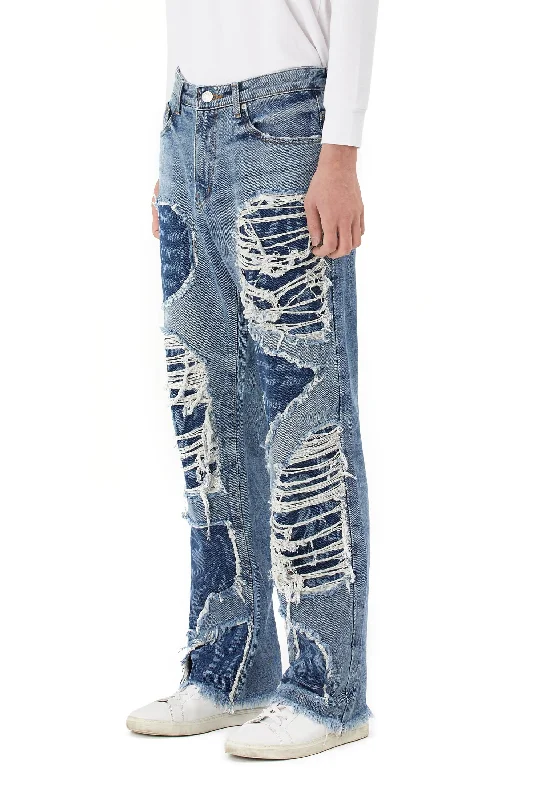 Doodling Cut Denim Pants - Intense Blue