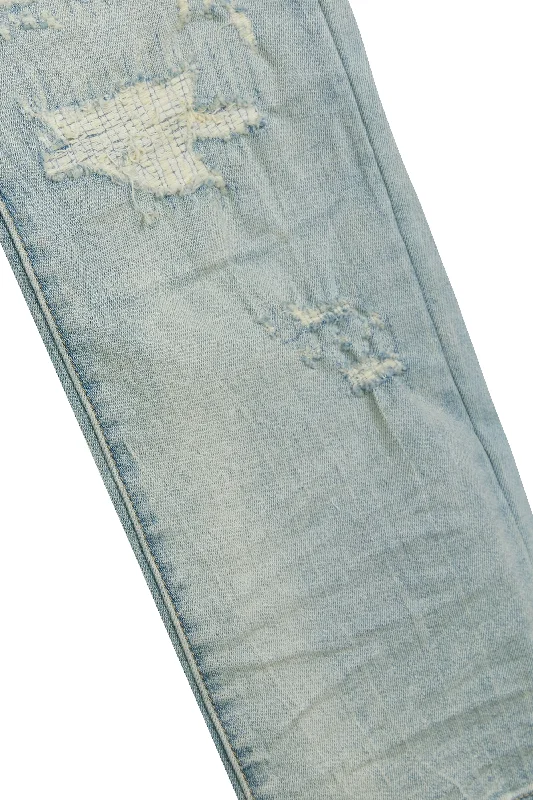 Heavy Distressed Jeans - Elm Blue