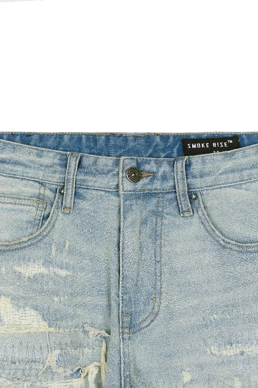 Heavy Distressed Jeans - Elm Blue