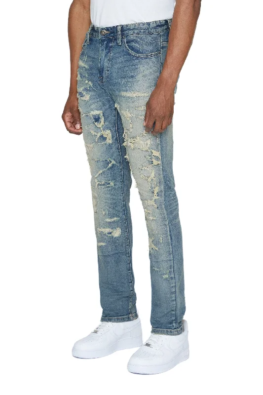 Heavy Distressed Jeans - Lisbon Blue