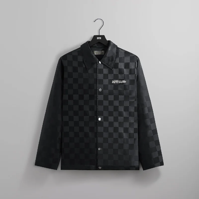 Kith Checkered Satin Kieran Coaches Jacket - Black