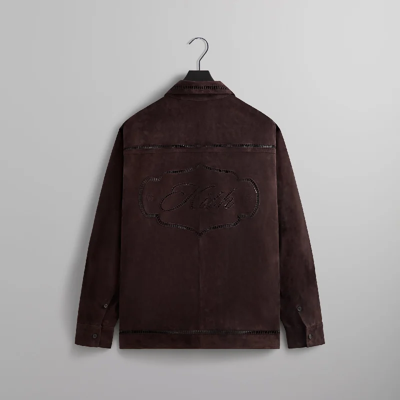 Kith Ladder Stitch Suede Boxy Collared Overshirt - Incognito