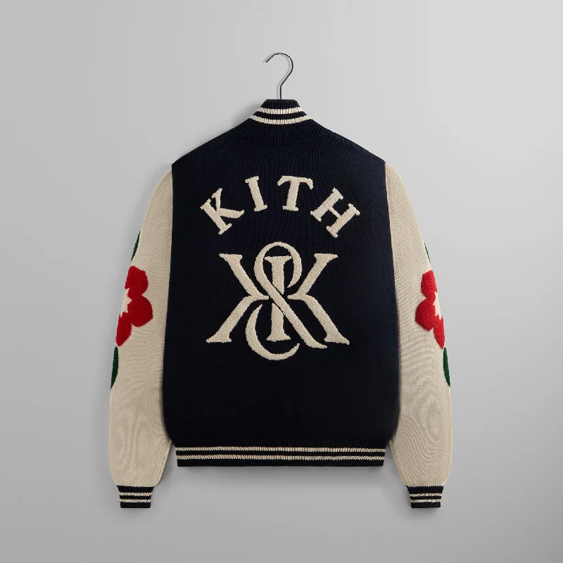 Kith Floral Crest Wyona Full Zip Sweater - Nocturnal