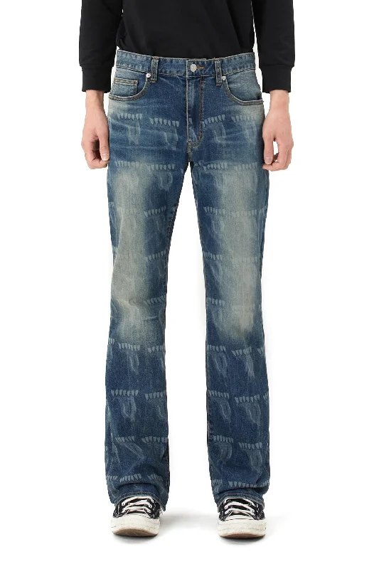 Laser Printed Denim Pants - Laser Blue