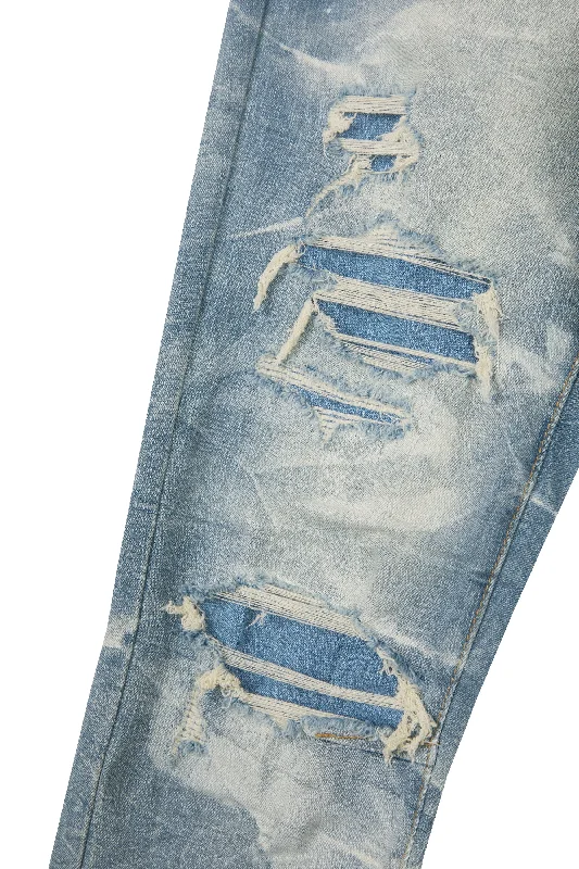 Lightning Effect Jeans - Clyde Blue