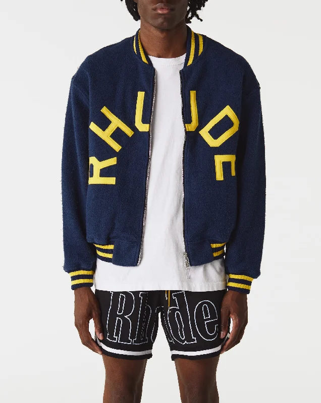 Oversized Logo Terry Varsity Jacket