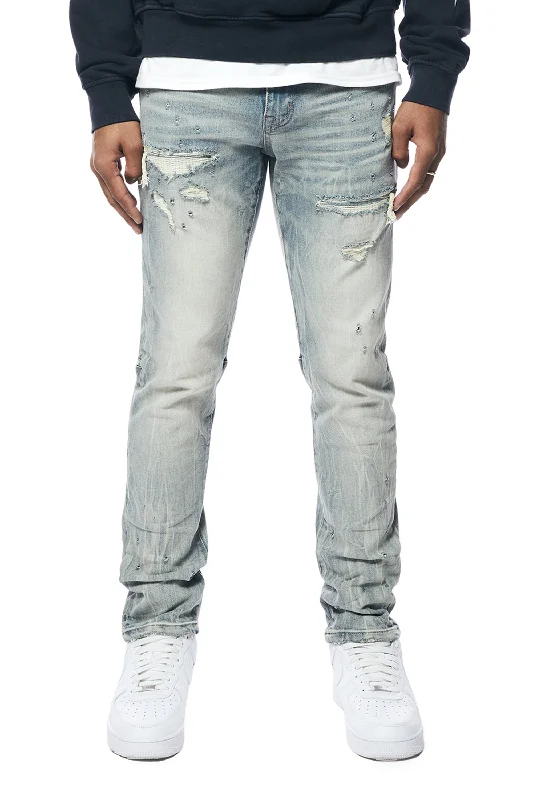 Rip And Repair Denim Jeans - Geneva Blue