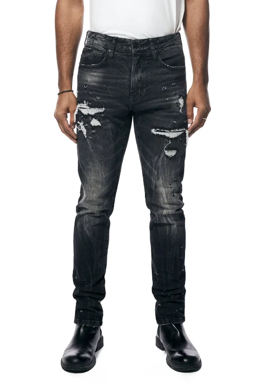 Rip And Repair Denim Jeans - Moon Black