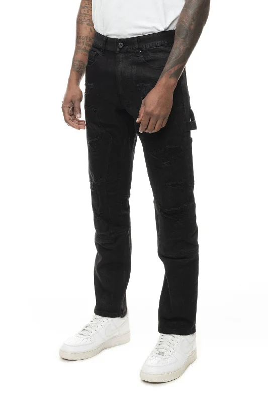 Rip & Repair Double Knee Jeans - Jet Black