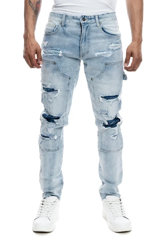 Rip & Repair Double Knee Jeans - Montauk Blue