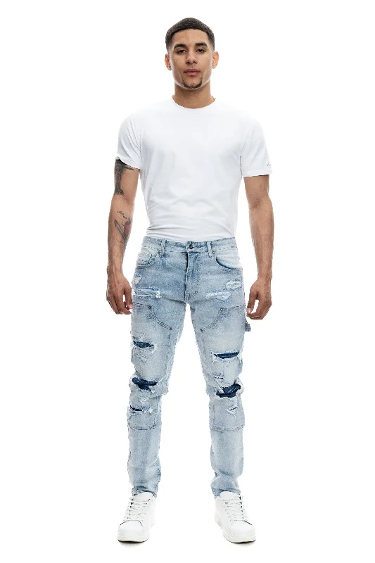 Rip & Repair Double Knee Jeans - Montauk Blue