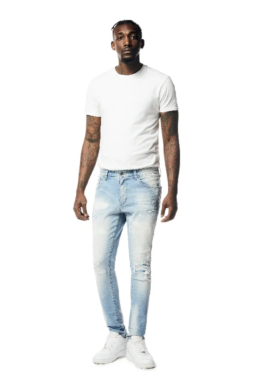 Rip & Repaired Denim Jeans - Lowell Blue