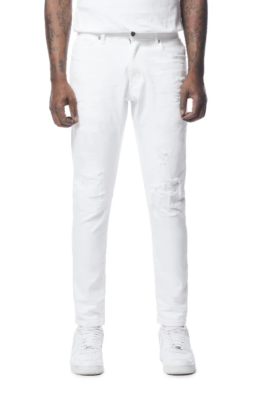 Rip & Repaired Denim Jeans - White