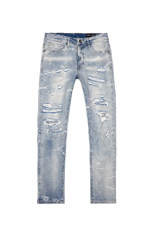 Rip & Repaired Lightning Washed Denim Jeans