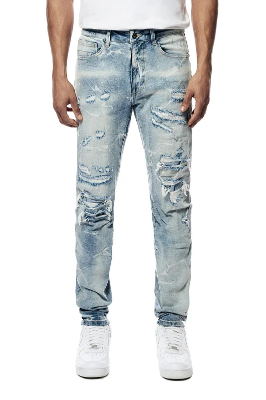 Rip & Repaired Lightning Washed Denim Jeans