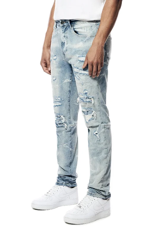 Rip & Repaired Lightning Washed Denim Jeans