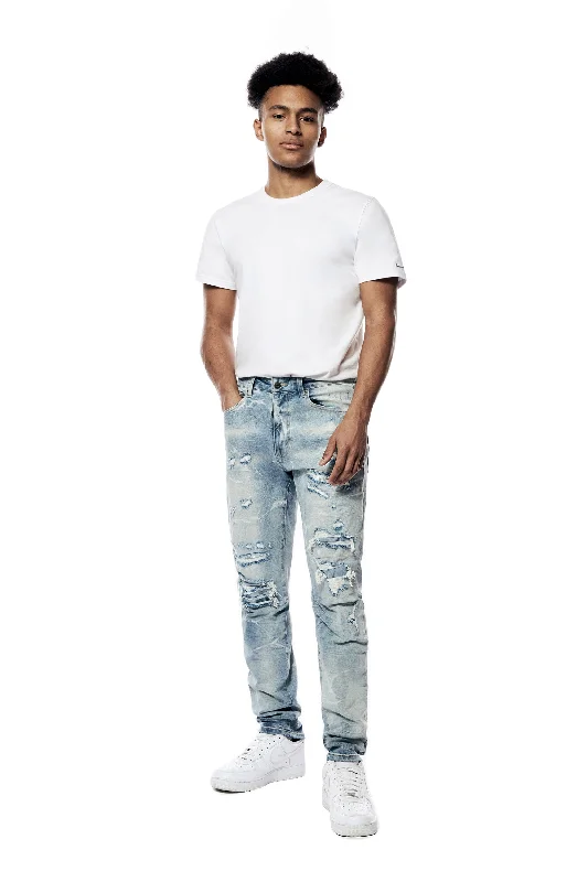 Rip & Repaired Lightning Washed Denim Jeans