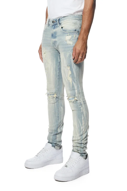 Rooting Effect Slim Tapered Denim Jeans - Seville Blue