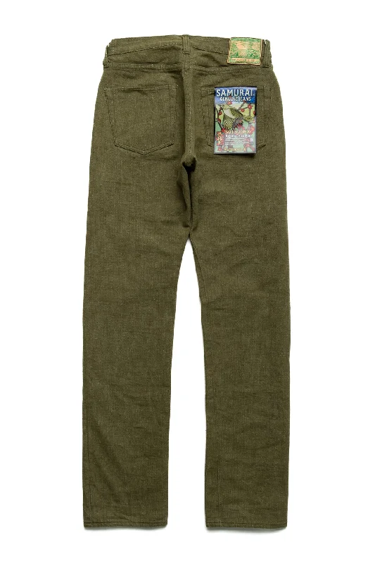 SAMURAI JEANS S0150GNX Uguisu 17oz Straight leg Jeans - Olive