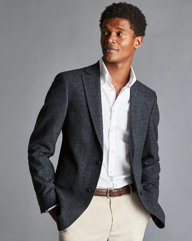 Slim Fit Herringbone Wool Texture Jacket