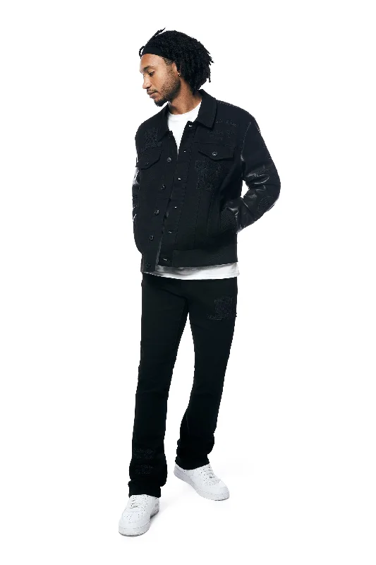 Varsity Denim Jeans - Black